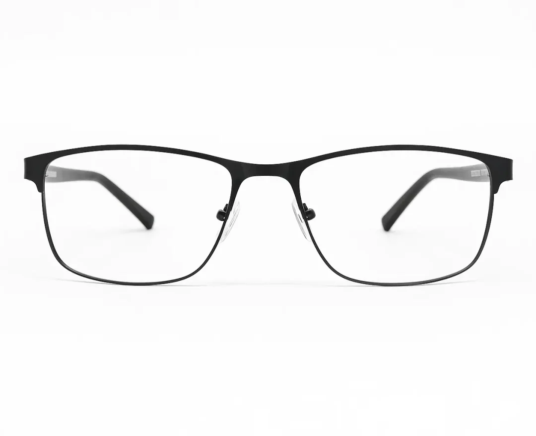 Anteojos metálicos negros para hombre modelo Cassian, ultralivianos y elegantes