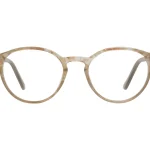 Luma – anteojos unisex redondos en tono ámbar claro con acabado brillante.