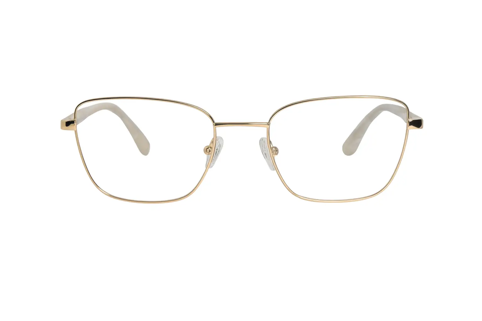 S26320 Anteojos ópticos de mujer Cristina, montura dorada con patillas nacaradas.